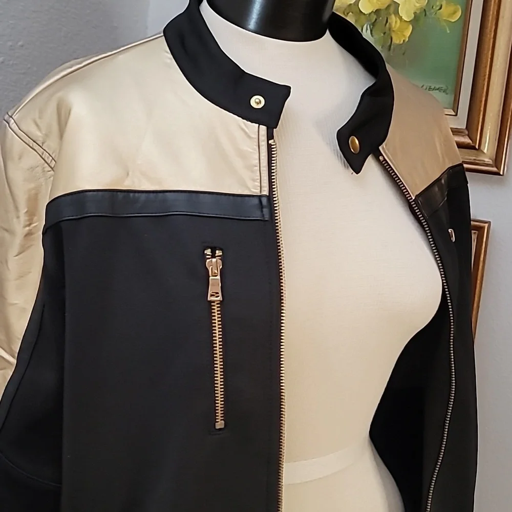 INC black and metallic gold track suit pants and jacket size large - Picture 5 of 16